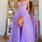 Sparkle Princess Bustier Puff Sleeve Lace Long Prom Dress Detachable Sleeves Evening Dress  Y1805