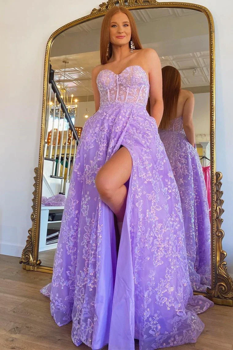 Sparkle Princess Bustier Puff Sleeve Lace Long Prom Dress Detachable S –  Simplepromdress