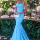 Mermaid Blue Satin Long Evening Dress Elegant Formal Dress Y703