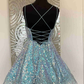 Cute Hot Pink Sequins A-Line Homecoming Dress Y1641