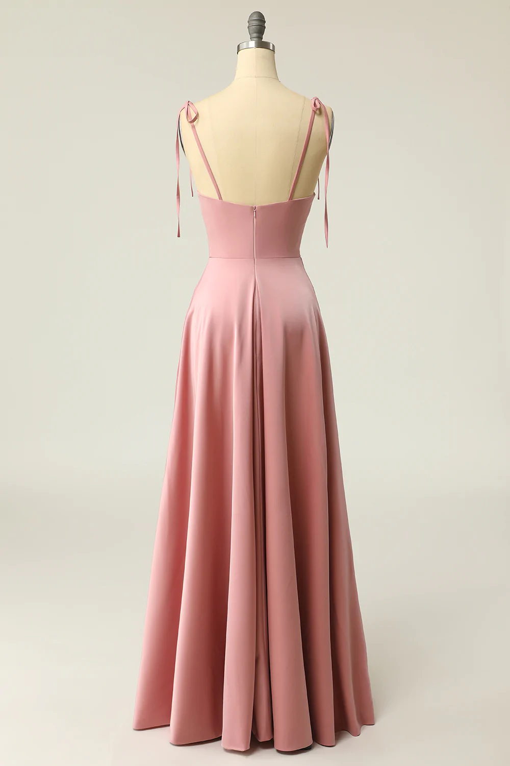 Blush Pink Cowl Neck Satin Long Prom Dress A-line Junior Prom Dress Y690