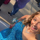 One Shoulder Blue Sequins Long Prom Dress Glitter Graduation Dress New Arrival Y114
