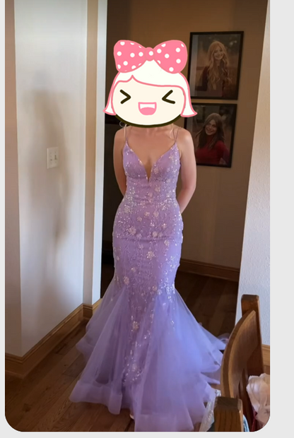 Light Purple Mermaid Prom Dress Elegant Evening Dress Graduation Dress Y300