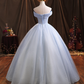 Blue tulle lace long ball gown dress formal dress Y1293