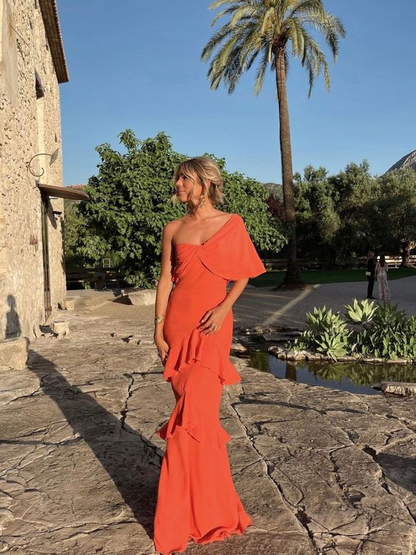 Charming Prom Dress Orange Evening Dress Y1524