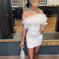 White Short Homecoming Dress With Ruffles,Sexy Hoco Dresses Y334