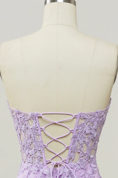 Purple Sweetheart Neck Mermaid Prom Dress With Appliques Y860