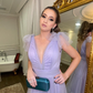Charming A-line Hot Pink Tulle Long Formal Dress,V Neck Prom Dress  Y1882