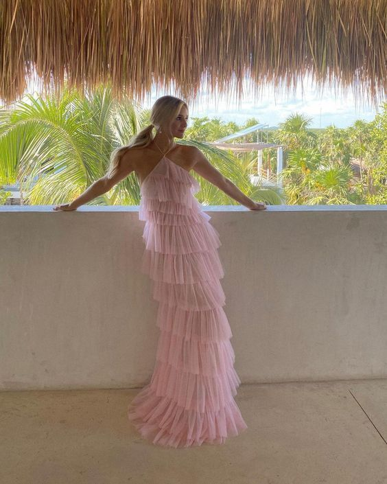 18th birthday dress Long Pink Prom Dress Y77  Simplepromdress