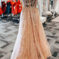 A-Line Straps Blush Pink Prom Dress with Embroidery Y1162