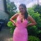 Pink Halter Neckline Sequins Prom Dress Sexy Evening Dress Side Slit Y268