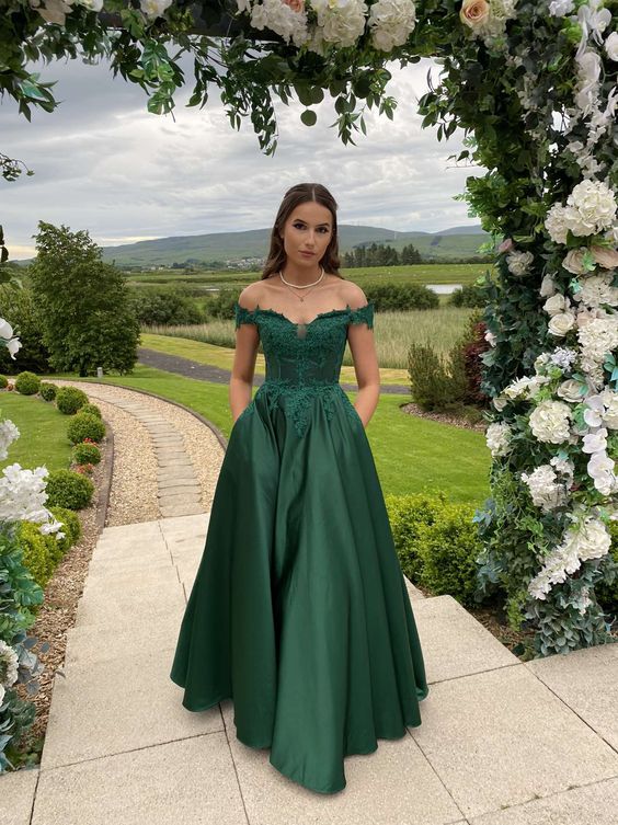 Shiny V Neck Green Prom Dresses Ball Gown Formal Dresses – Pgmdress
