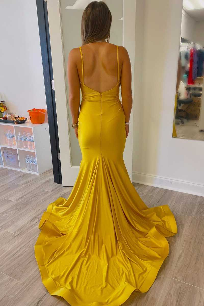 Mustard yellow sale evening dress