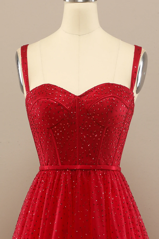 Beautiful Red Sweetheart Prom Dress with Beading Y802