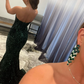 Sparkly Mermaid Strapless Dark Green Sequins Long Prom Dresses Y1494