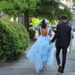 Sexy A-line Blue Tulle Prom Dress,Backless Prom Gown Y1449