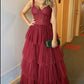 Shiny A-line Tulle Layered Prom Dress Charming Evening Dress Y707