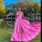 Classic Pink Strapless Prom Dress,Pink Graduation Dress,Formal Gown Y1063