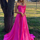 Cowl Neck Green Satin A-Line Formal Dress with Slit,Modest Prom Dress Y1884