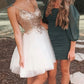 Cute A-line White Tulle Homecoming Dress 8th Grade Prom Dresses Short  Y708
