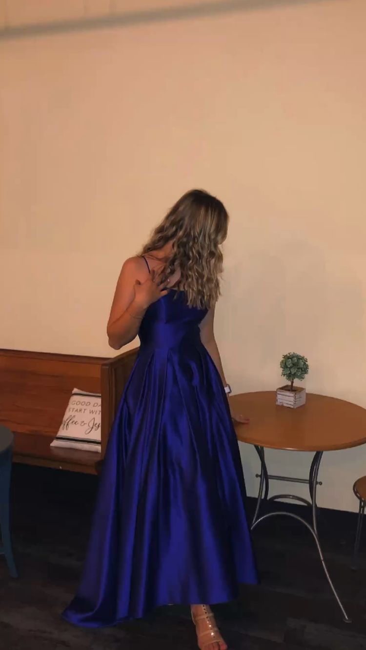 Simple Purple Spaghetti Straps Prom Dress,A-line Graduation Dress Y913
