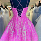 Cute Hot Pink Sequins A-Line Homecoming Dress Y1641