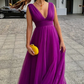 A-line V-neck Strap Sleeveless Floor-length Prom Dress Y1891