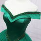 Green Off The Shoulder Satin Long Prom Dress s01