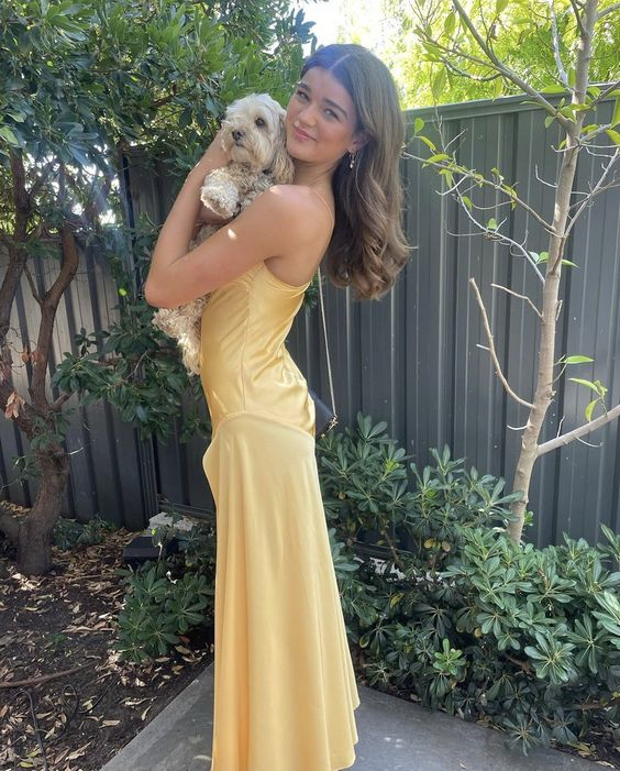 Charming Prom Dress,Chic Yellow Party Dress Y1878