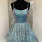 Cute Hot Pink Sequins A-Line Homecoming Dress Y1641
