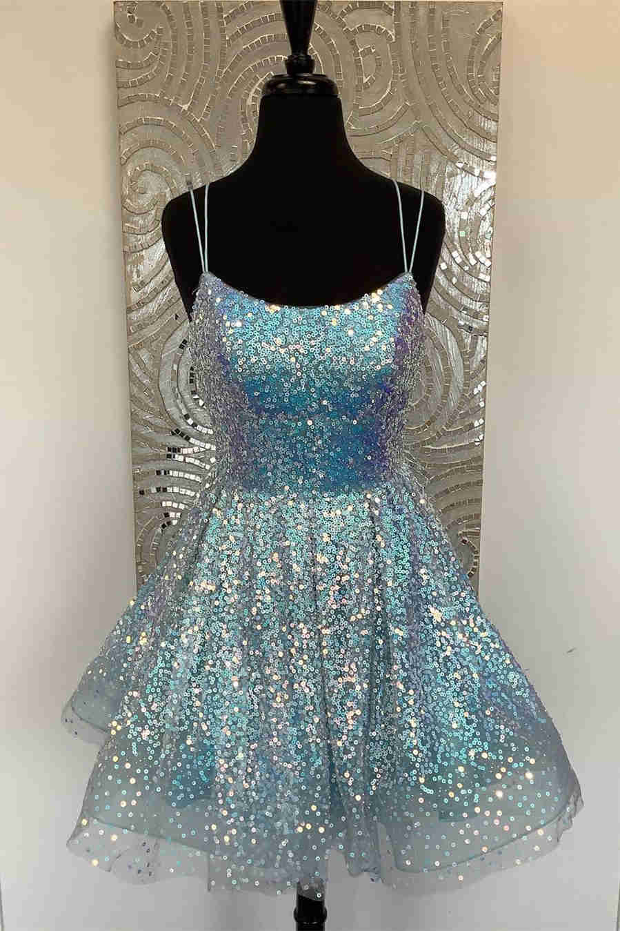 Cute Hot Pink Sequins A-Line Homecoming Dress Y1641