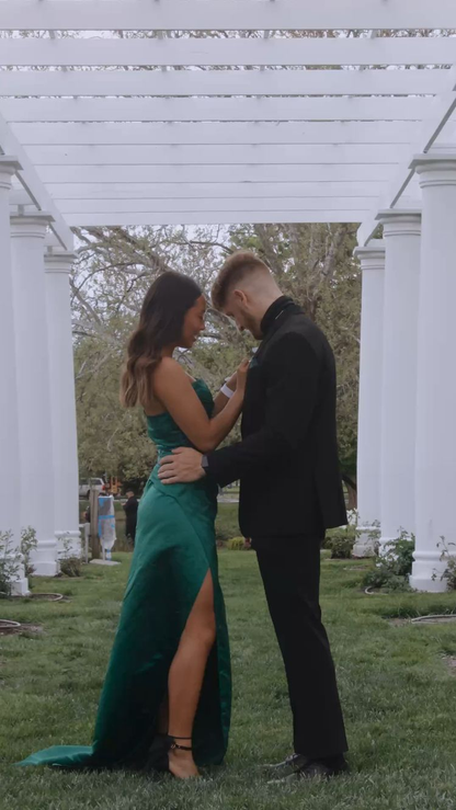 Sweetheart Green Satin Long Prom Dress,Charming Evening Dress Y1735