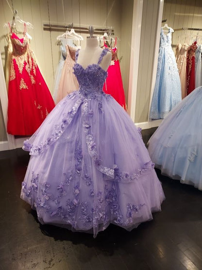 Elegant Tulle Appliques Ball Gown Sweet 16 Dress Y397