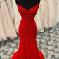 Mermaid Long Red Prom Dress with Rhinestones Y280