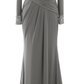 Women Long Mother of Bride Dresses Long Sleeve V Neck Evening Dress Y785