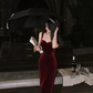 New Summer Women Vintage Sleeveless Velvet Dress Female Spaghetti Strap Sexy Bodycon Dress Ladies Elegant Evening Dress Y1654