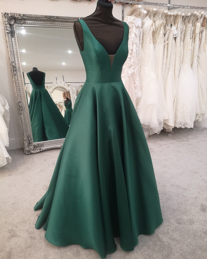 Simple Green Satin A-line Long Prom Dress,Graduation Dress,Formal Gown Simplepromdress Simple Green Satin A-line Long Prom Dress,Graduation Dress,Formal Gown Simplepromdress