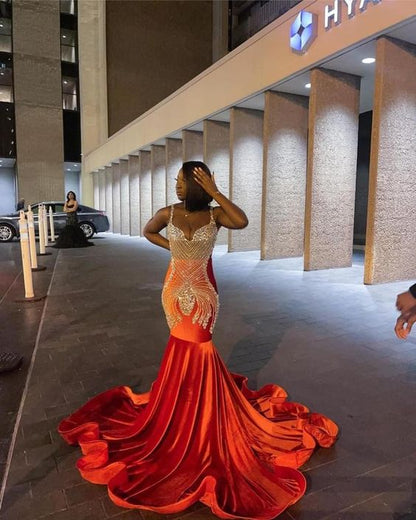 orange prom dress black girl Modest Prom Dresses, Orange Prom Dress, Black Girl Formal Occasion Dresses, Vestidos de Fiesta, Beaded Prom Dresses, Robe de Soiree Femme, Luxury