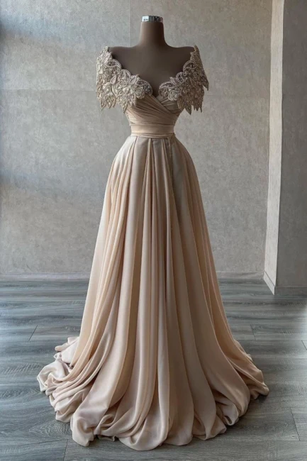 Elegant A-line Long Glitter Beading Sweetheart Prom Dresses Y853