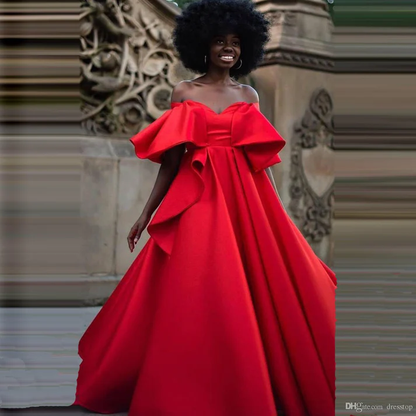 Red Satin Long Prom Dress,Chic Red Prom Gown Y1798