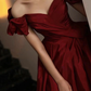 Burgundy Satin Long Prom Dress, A-Line Evening Dress Y1658