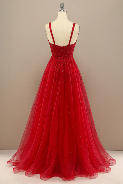 Beautiful Red Sweetheart Prom Dress with Beading Y802