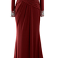 Women Long Mother of Bride Dresses Long Sleeve V Neck Evening Dress Y785