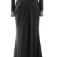 Women Long Mother of Bride Dresses Long Sleeve V Neck Evening Dress Y785