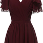 Leaf Sleeve Bridesmaid Dress V Neck Chiffon Long Formal Wedding Evening Dress Y1206