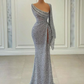 Mermaid Sequin Long Prom Dress Irregular Neckline Charming Evening Gown Y269