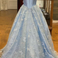 Light Blue Sweetheart Off-the-Shoulder A-line Prom Dress Y1869