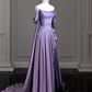 Modest Purple Satin Long Prom Dress,Purple Evening Dress  Y2589