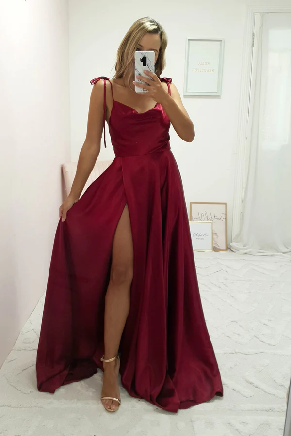 Dark Red Cowl Neckline Satin Long Prom Dress Simple Senior Prom Dress Simplepromdress Dark Red Cowl Neckline Satin Long Prom Dress Simple Senior Prom Dress Simplepromdress