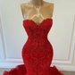Exquisite Red Sweetheart Sleeveless Mermaid Prom Dresses Y858